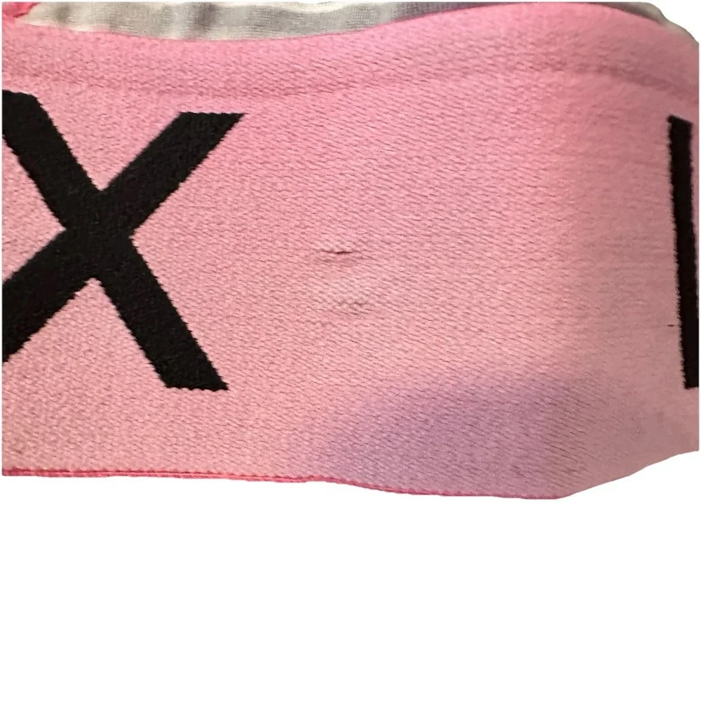 Victoria Secret VSX Sports Bra Pink Black Heather Band Logo Racerback‎ Sz Small